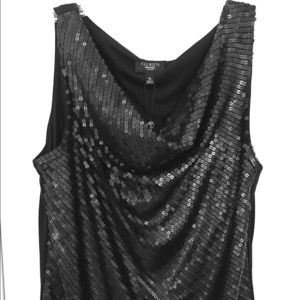 NWT Black Evening Sequin Top
